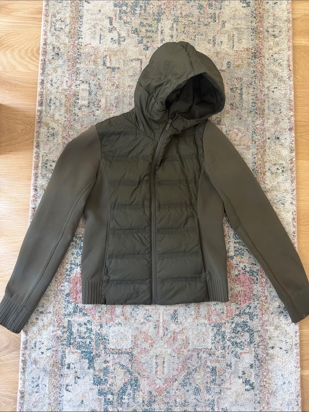 Women’s Olive Hooded Hybrid Jacket